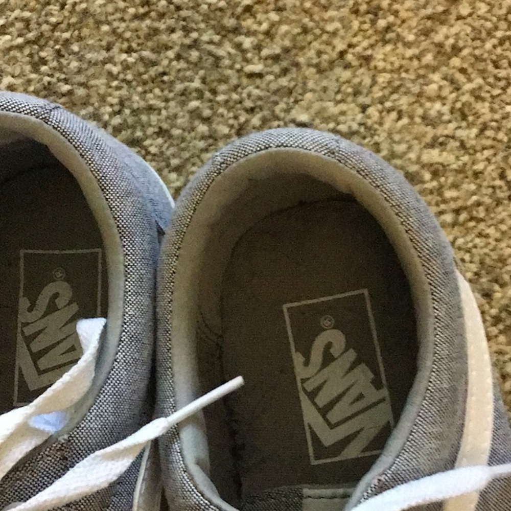 Vans Classic Gray and White Canvas Shoes - Picture 4 of 7